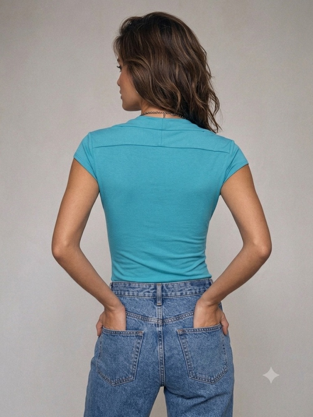 Cache 90s Y2K Aqua Turquoise Blue Ruched Wrap Style Sweetheart Neck Knit Top S - Picture 2 of 7
